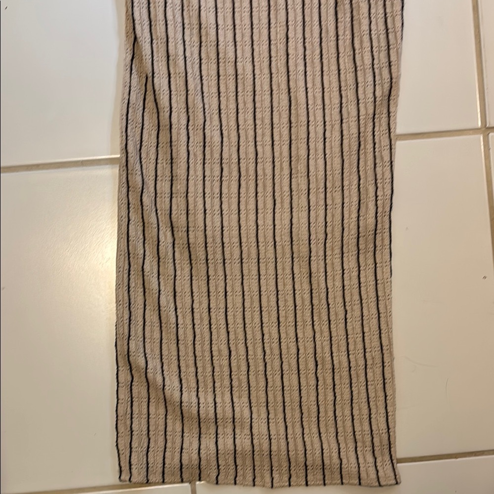 Rosie Harlow Maxi Dress Spaghetti Straps Tan Black Ribbed Sleeveless Beachy Boho - Picture 15 of 16